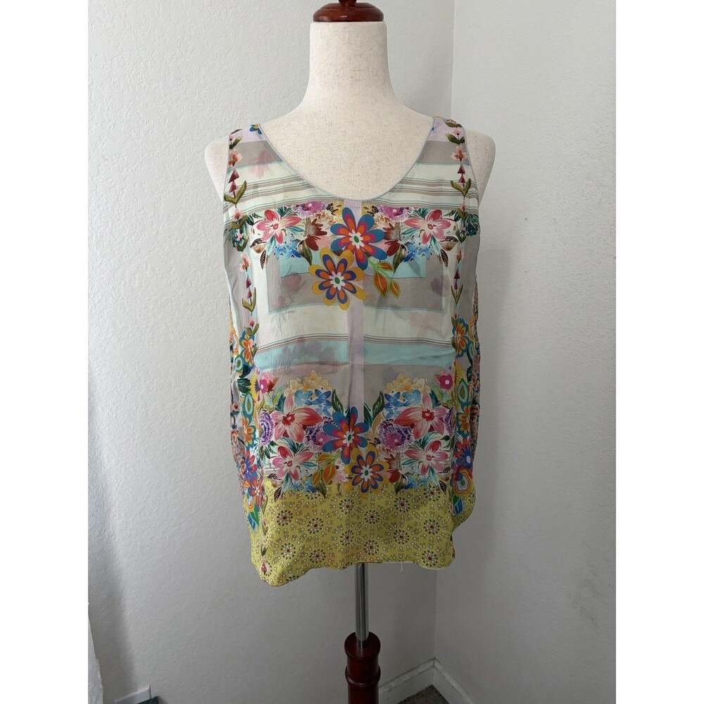 Johnny Was Women’s S Multicolor Floral Patchwork Reversible Tank Top Blouse Boho